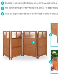 4-Panel Folding Outdoor Wood Patio Garden Divider Partition Privacy Screen