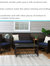 4-Piece Patio Rattan Conversation Furniture Set Patio Garden Navy Blue Cushions