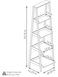 4-Shelf Acacia Wood Ladder Bookshelf - 59.75" H