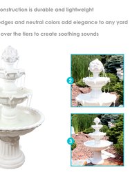 4-Tier Fruit Top Outdoor Water Fountain Backyard Garden Feature