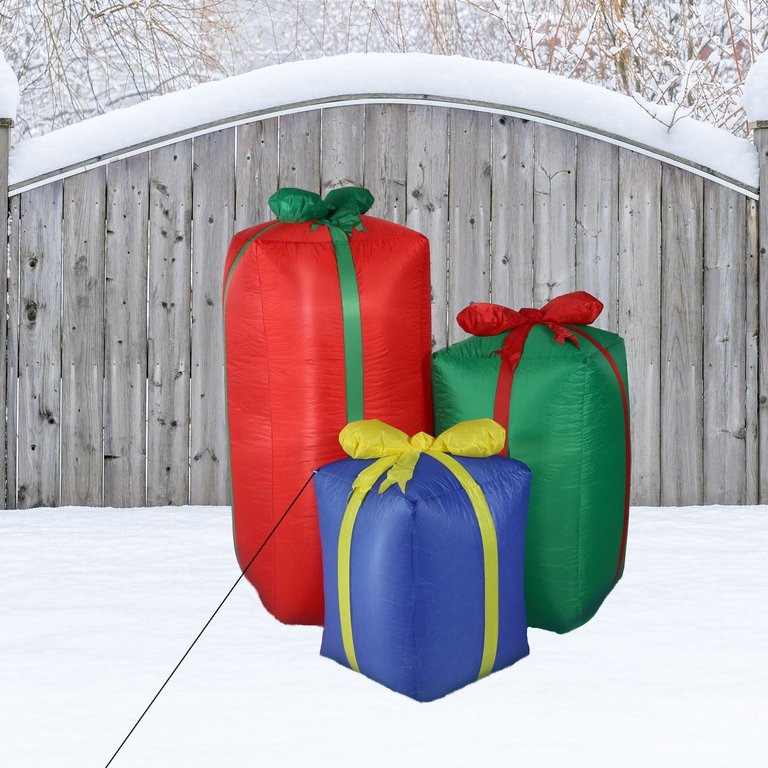 4FT Christmas Inflatable Present Trio W/ LED Light Xmas Yard Outdoor Decor