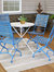 5-Piece Patio Bistro Furniture Set Wooden Folding Outdoor Table Blue Chairs