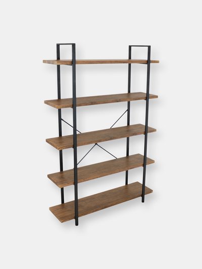 Sunnydaze Decor 5-Shelf Bookshelf Open Bookcase Stand Storage Industrial Rustic Display Teak product