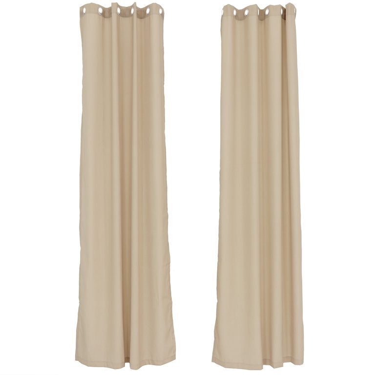 52" x 120" Indoor/Outdoor Curtains Weatherproof Patio Grommet Top Panel - Beige