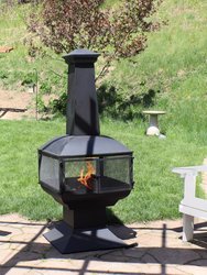 57" Chiminea Fire Pit Fireplace Wood-Burning Steel Outdoor Patio Backyard