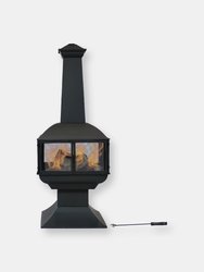 57" Chiminea Fire Pit Fireplace Wood-Burning Steel Outdoor Patio Backyard - Black