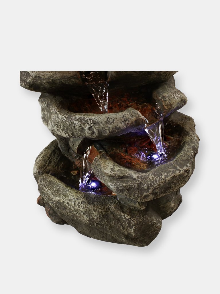 6 Tier Stone Falls Tabletop Indoor Water Fountain Feature w/ LED