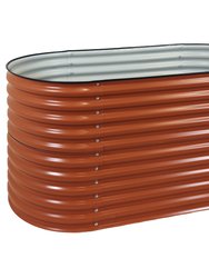 62.5" Oval Steel Raised Garden Bed for Vegetables Flowers - Brown