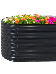 62.5" Oval Steel Raised Garden Bed for Vegetables Flowers