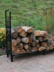 6ft Firewood Rack Log Storage Holder Black Steel Indoor Outdoor Accessory