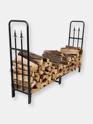 6ft Firewood Rack Log Storage Holder Black Steel Indoor Outdoor Accessory