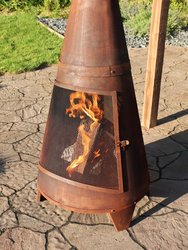 70" Chiminea Wood-Burning Fire Pit Steel with Oxidized Rustic Finish