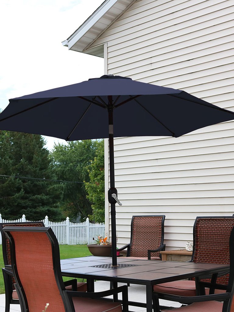 7.5FT Patio Umbrella Outdoor Market Table Crank Tilt Blue Deck Garden Balcony