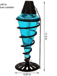 8-Pack Patio Torches Metal Swirl Blue Glass Outdoor Lawn Garden Tabletop Decor