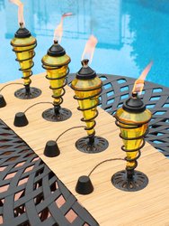 8-Pack Patio Torches Metal Swirl Blue Glass Outdoor Lawn Garden Tabletop Decor