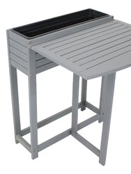 Acacia Wood Folding Table With Planter Box - Grey