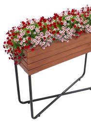 Acacia Wood Slatted Planter Box with Oil-Stained Finish