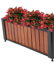 Acacia Wood Slatted Planter Box with Removable Insert