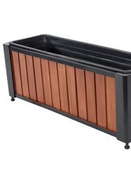Acacia Wood Slatted Planter Box with Removable Insert - Brown
