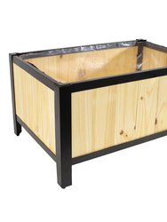Acacia Wood Steel-Framed Planter Box with Removable Planter Bag - Brown