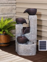 Aged Tiered Vessels Solar Fountain with Battery Backup - 29"