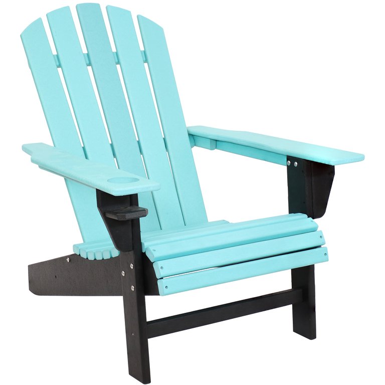 All-Weather Adirondack Chair With Drink Holder - Black