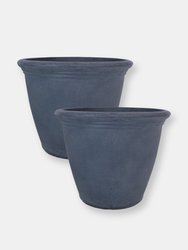 Anjelica Outdoor Double-Walled Flower Pot Planter - Grey
