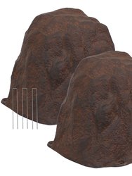 Artificial Polyresin Landscape Rock With Stakes - Brown