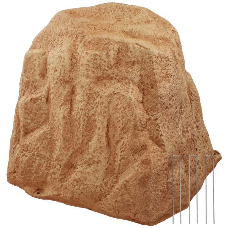 Artificial Polyresin Landscape Rock With Stakes - Light Brown
