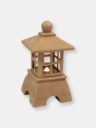 Asian Pagoda Resin Outdoor Water Fountain with Led Lights - 23" - Light Brown