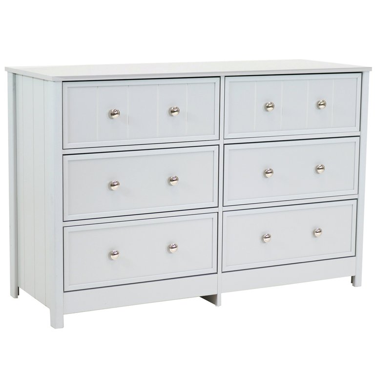 Beadboard Double Dresser With 6 Drawers - Gray - 31.5 in - Gray