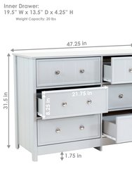 Beadboard Double Dresser With 6 Drawers - Gray - 31.5 in