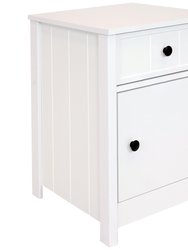 Beadboard Side Table With Drawer And Cabinet - White - 23.75in - White