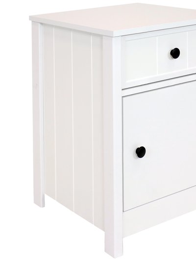 Sunnydaze Decor Beadboard Side Table With Drawer And Cabinet - White - 23.75in product