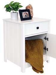 Beadboard Side Table With Drawer And Cabinet - White - 23.75in