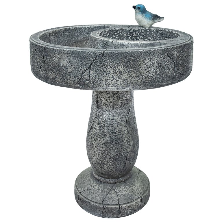 Bird Bath With Birdseed Feeder Compartment - 29" - Grey