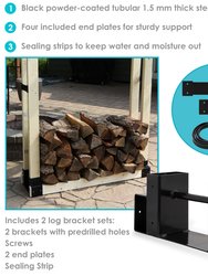 Black Adjustable Steel Log Rack Brackets With Accessory Kit