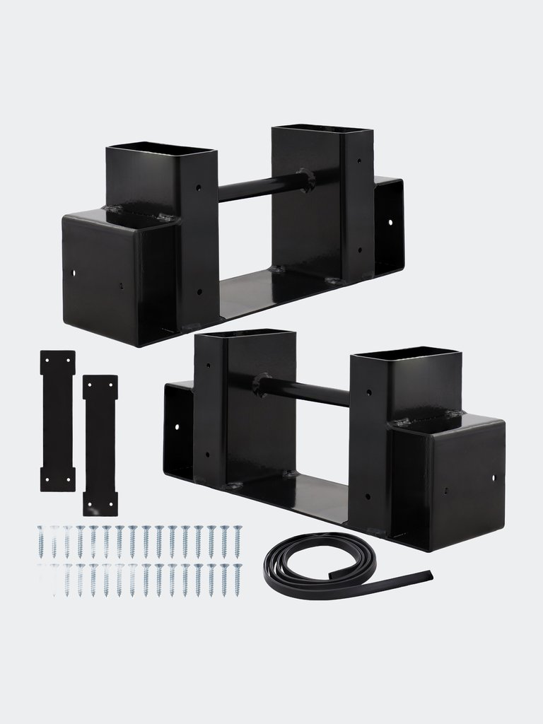 Black Adjustable Steel Log Rack Brackets With Accessory Kit - Black