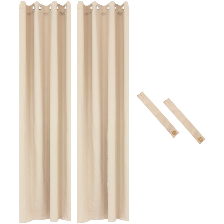 Blackout Curtain Panel With Grommet Top - Beige