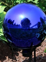 Blue Gazing Ball Mirror Globe Garden Decor Outdoor Lawn Yard Art Accent