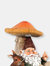 Bookworm Bernard the Garden Gnome Statue with Mushroom and Solar Light