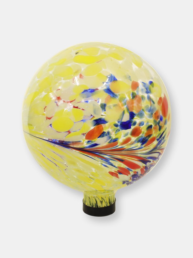 Bright Summer Burst Outdoor Garden Glass Gazing Globe Ball - 10" - Yellow