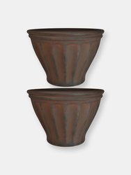 Charlotte Outdoor Double-Walled Flower Pot Planter - Dark Brown