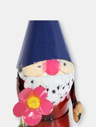 Cheerful Flower Metal Garden Gnome 16" Statue Figurine