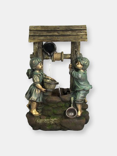 Sunnydaze Decor Children at the Well Outdoor Water Fountain Water Feature w/ LED product