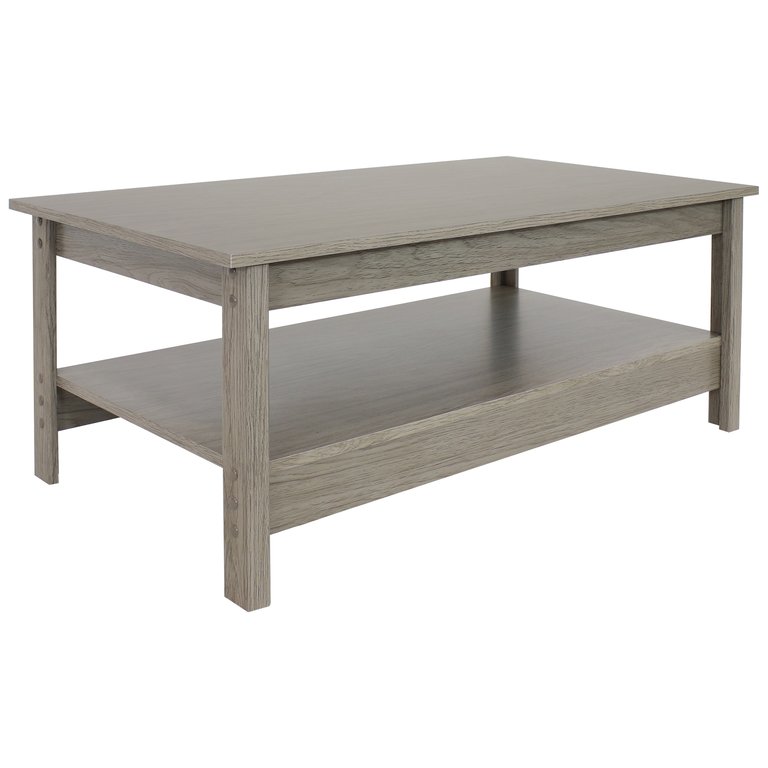 Classic MDF Coffee Table With Lower Shelf - 16 in - Thunder Gray