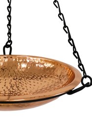 Copper Hand-Hammered Hanging Bird Bath Or Bird Feeder With Chain
