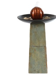 Decorative Orb Slate Outdoor Water Fountain - 38" - Green