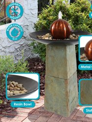 Decorative Orb Slate Outdoor Water Fountain - 38"