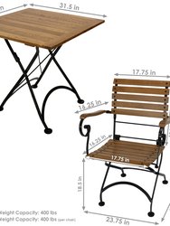 Deluxe European Chestnut 5pc Folding Bistro Dining Table and Chair Set
